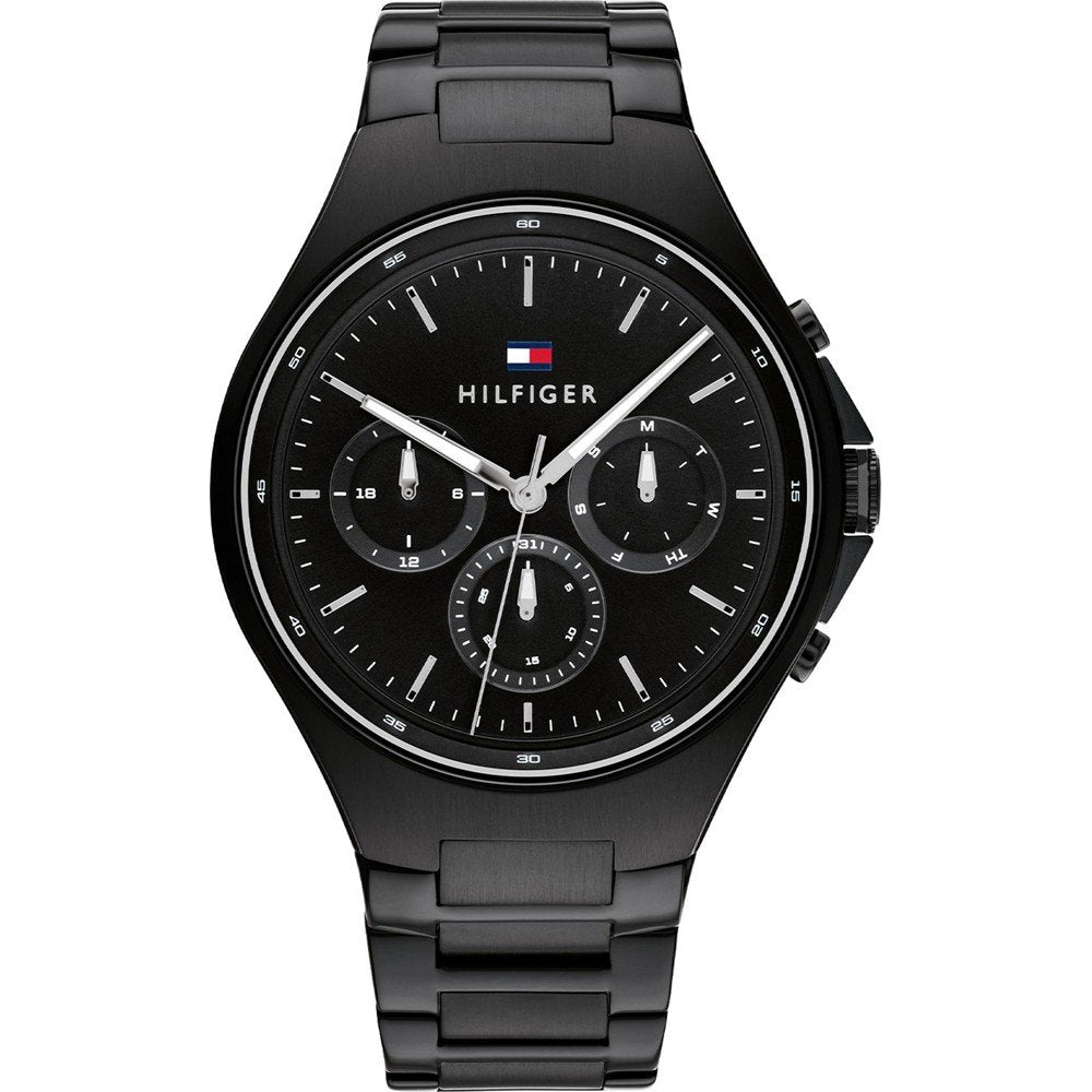Tommy Hilfiger Herren-Armbanduhr in Schwarz mit rundem Zifferblatt und Multifunktions-Subdials
