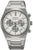 Herrklocka med kronograf, silverfärgat armband i rostfritt stål och vit urtavla