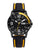 Sportig armbandsur med svart boett, gulaccentuerad infattning och silikonarmband, kvarts.