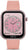 Smartwatch unisex z różowym silikonowym paskiem i błyszczącą ramką z kamieni, wyświetlacz AMOLED