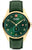 Herrenuhr mit goldfarbenem Gehäuse, grünem Zifferblatt und grünem Lederband