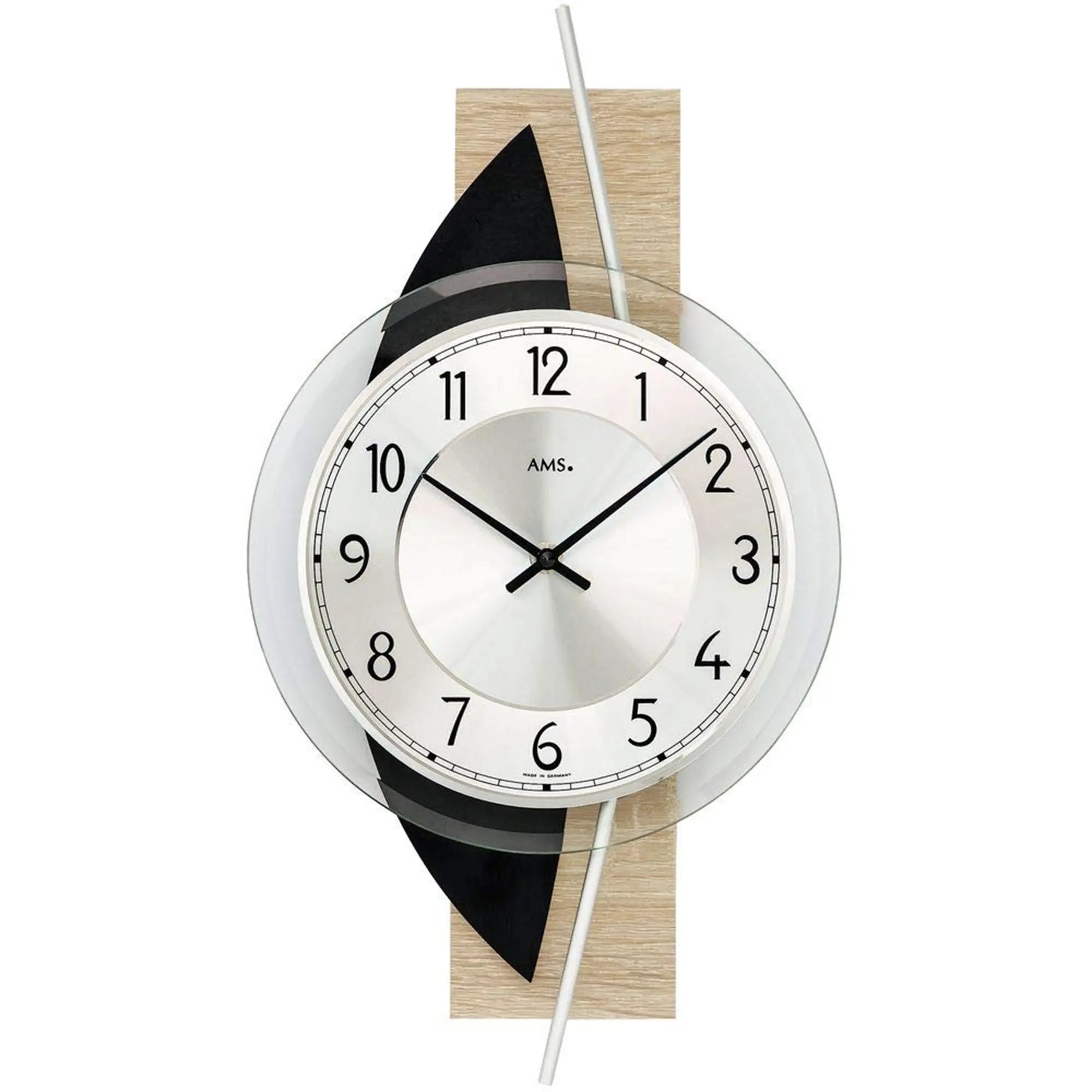 AMS 9551 Wanduhr Sonoma/Schiefer • Made in Germany • Facettiertes Mineralglas