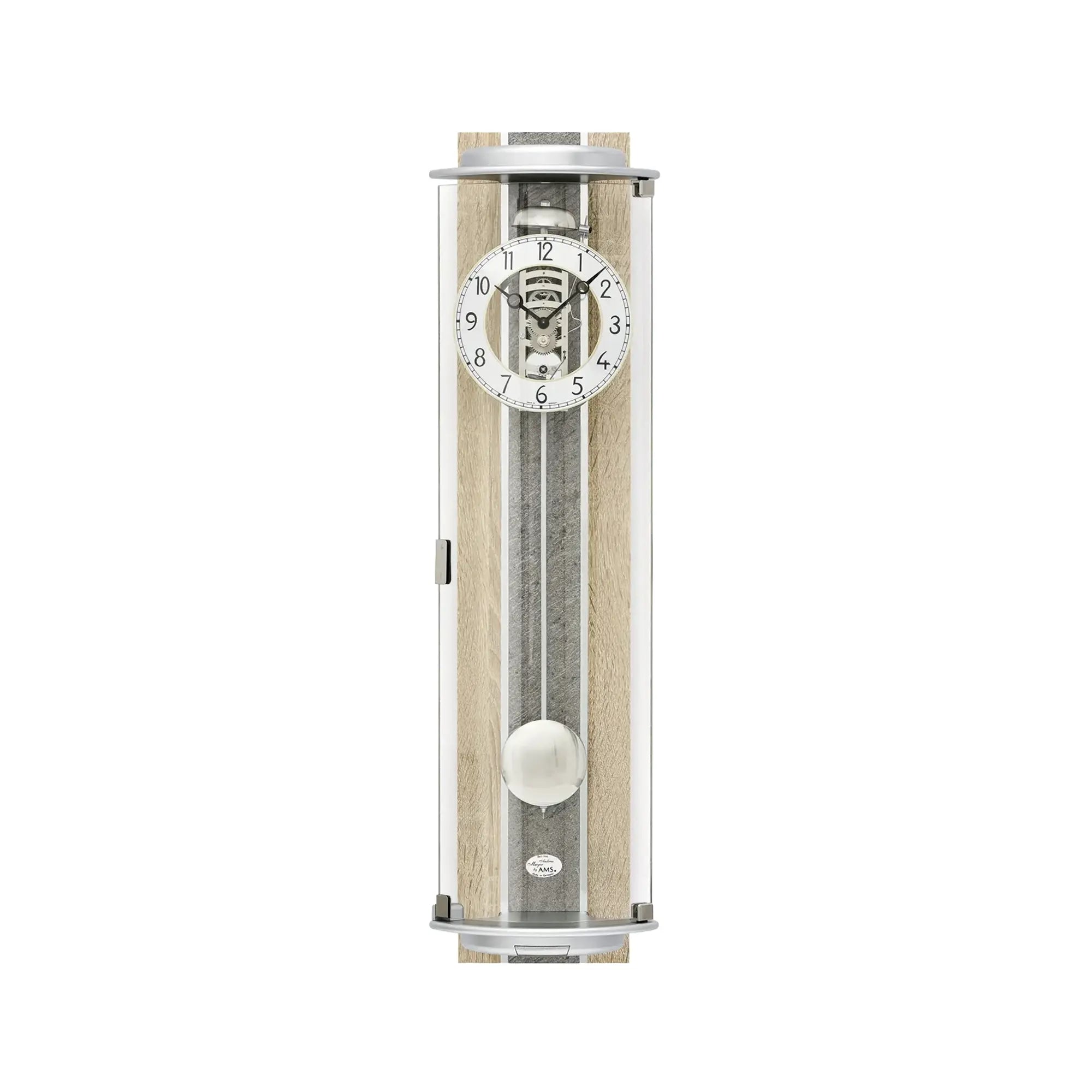 Zegar ścienny AMS Regulator R2715, dąb Sonoma • 8-dniowy mechanizm z biciem • szkło mineralne