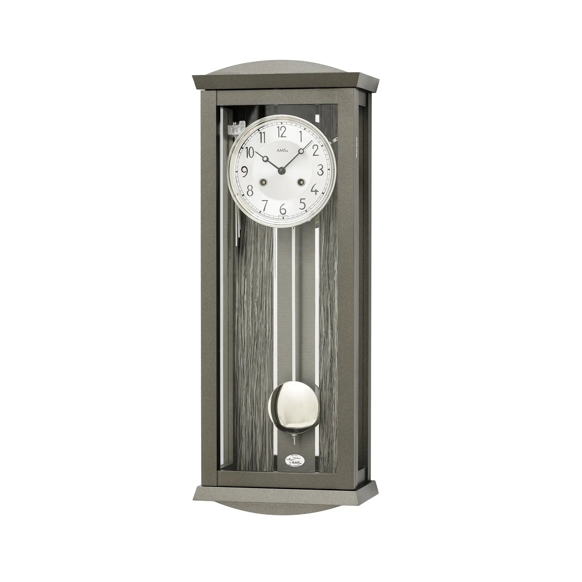 Zegar ścienny AMS Regulator R2748 antracytowy • 14-dniowy mechanizm uderzeniowy • aluminiowa tarcza