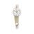 Wanduhr mit weißem Ziffernblatt, Mineralglasfront und Pendel an hellem Holzrahmen
