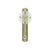 Wanduhr mit rundem weißem Ziffernblatt, goldenen Zeigern und Messingstreifen-Gehäuse