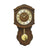 Wanduhr in Nussbaumoptik mit rundem Zifferblatt und goldenem Pendel