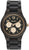"Holzuhr für Damen mit dunklem Holzgehäuse, schwarzem Gliederarmband und Chronodial"