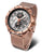 Herrklocka med roséguldpläterat metallarmband, vit urtavla och kronograf-suburtavlor
