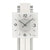 Wanduhr-Zifferblatt mit schwarzen Zahlen, silbernen Zeigern und Pendelwerk