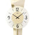 Wanduhr-Zifferblatt mit AMS-Logo, schwarzen Zeigern und beigem Mittelfeld am Holzgehäuse
