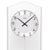Wanduhr-Zifferblatt mit AMS-Schriftzug, schwarzen Zeigern und Chromrahmen