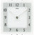 Quadratisches Zifferblatt der Wanduhr mit schwarzen Zahlen, Metallzeigern und AMS
