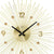 Goldene Wanduhr mit Strahlenkranz, schwarzem Zeigersatz und goldenen Ziffern