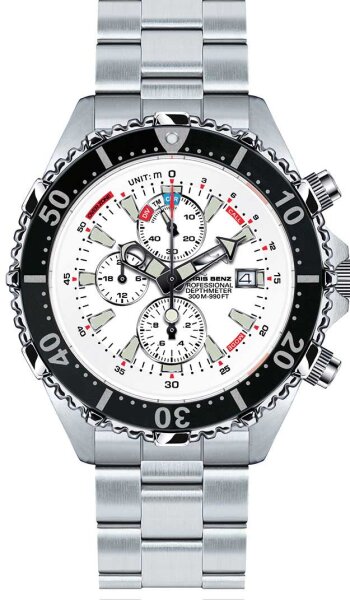 Herrklocka dykarklocka - Serie: Depthmeter Chronograph 300M - Chris Benz Modell: CB-C300-W-MB
