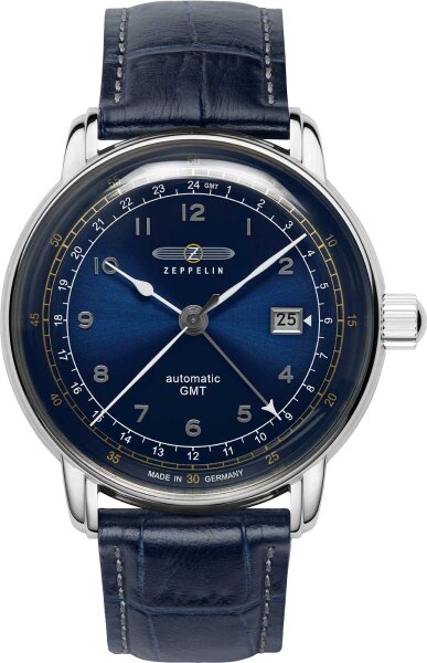 Herrklocka Automatisk Dual Time med läderarmband - Zeppelin Modell: 7668-3