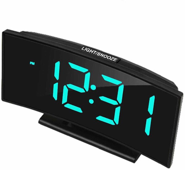 Nätansluten digital väckarklocka, svart, ljusblå display - JVD Modell: SB681.5