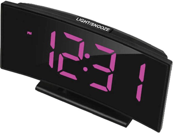 Nätansluten digital väckarklocka, svart, lila display - JVD Modell: SB681.4