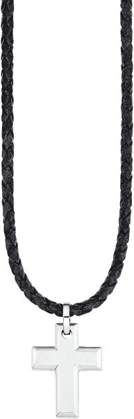 Flätat läderhalsband med korshänge – s.Oliver Jewelry Modell: 2015064