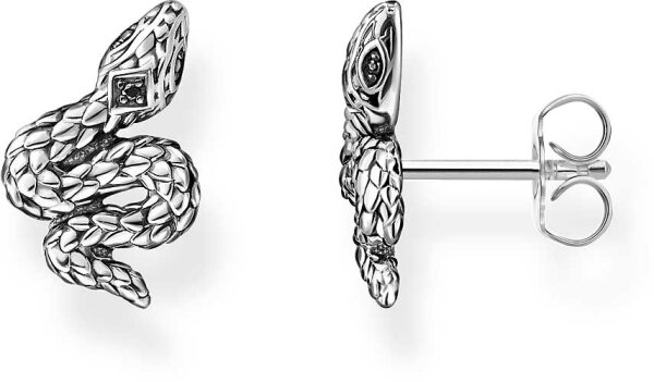 Stiftörhängen orm svärtade – 925 sterlingsilver svärtat