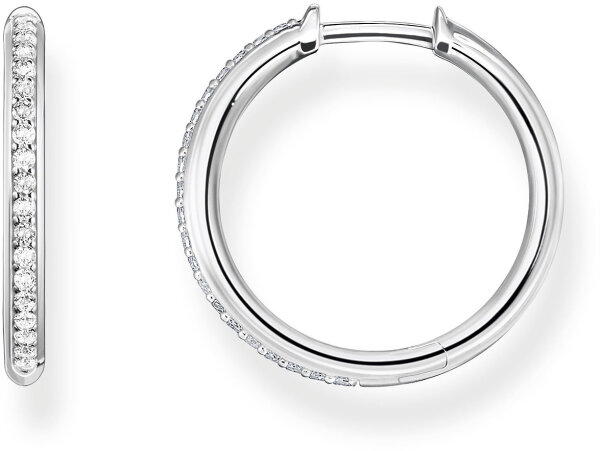 Ringörhängen med vita stenar – 925 sterlingsilver
