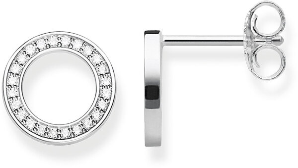 Stiftörhängen med cirklar och små stenar – 925 sterlingsilver