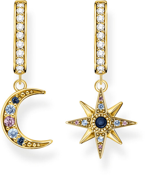 Ringörhängen “Realeza” stjärna och måne – 750 gulguldsplätering