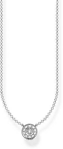 Halsband med cirkelhänge och vit sten – 925 sterlingsilver