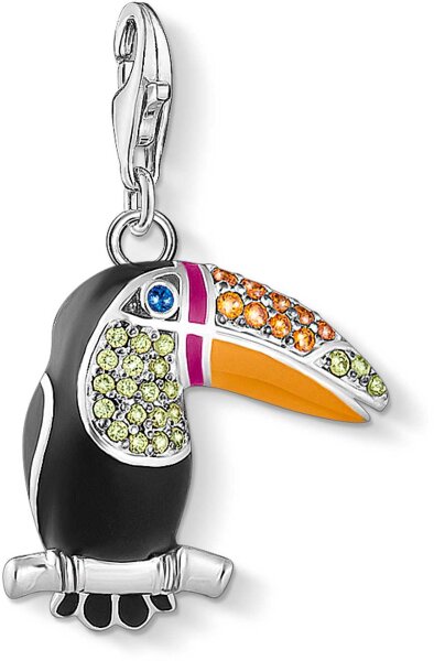 3D-tukan-berlock med färgade stenar – 925 sterlingsilver