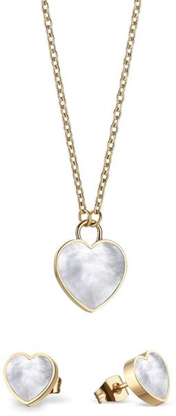 Halsband med hjärthänge och hjärtörhängen - Bering Jewelry Modell: 431-715-Gold