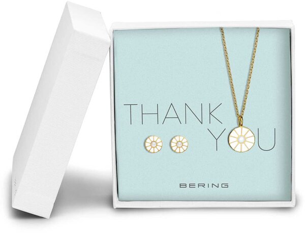 Halsband med runt hänge och runda örhängen - Bering Jewelry Modell: 433-717-Gold