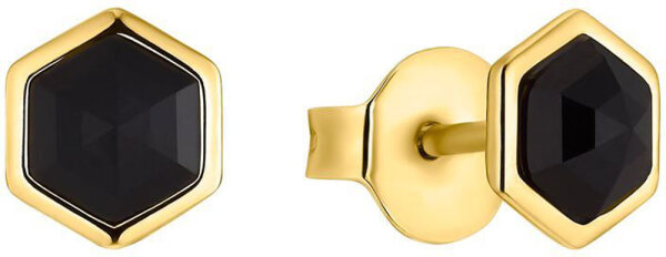 Fyrkantiga stiftörhängen med svart inlägg - s.Oliver Jewelry Modell: 2034897