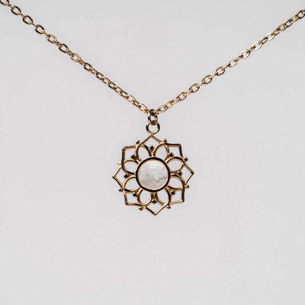 Composition halsband med pärlemorhänge - Holzkern Modell: Jewelry