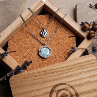Zendala layering-halsband med pärlemor/silver - Holzkern Modell: Jewelry