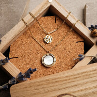 Zendala layering-halsband med pärlemor/guld - Holzkern Modell: Jewelry