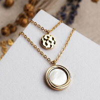 Zendala layering-halsband med pärlemor/guld - Holzkern Modell: Jewelry
