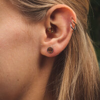 Pigment runda örhängen med träelement -...