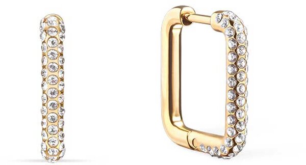 Aros cuadrados de acero inoxidable con piedras - Bering Jewelry modelo: 734-27-05 (översätts ej, se anmärkning nedan)