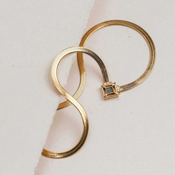 Awakening Halskette (Marmor/Gold) ormkedja med fyrkantigt hänge - Holzkern Modell: Jewelry