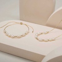 Familytie Halskette (Perle/Gold) fin kedja med pärlhänge - Holzkern Modell: Jewelry