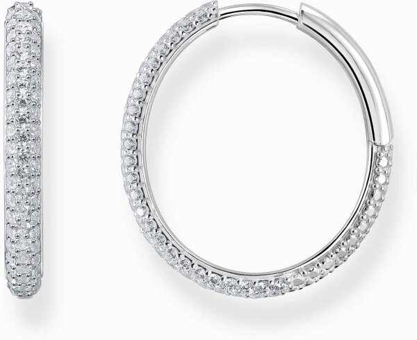 Silverfärgade creoler med vita zirkoniastenar - Thomas Sabo Modell: CR732-051-14