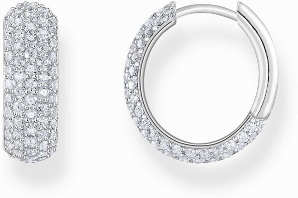 Silverfärgade creoler med vita zirkoniastenar - Thomas Sabo Modell: CR731-051-14