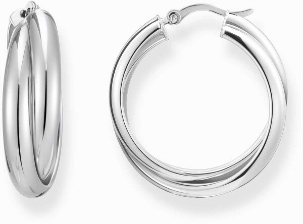 Silverfärgade stora creoler i tvinnad, 90-talsinspirerad design - Thomas Sabo Modell: CR732-051-14