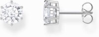 Stiftörhängen med stor, vit zirkoniasten i...
