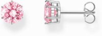 Stiftörhängen med stor, rosa zirkoniasten i...