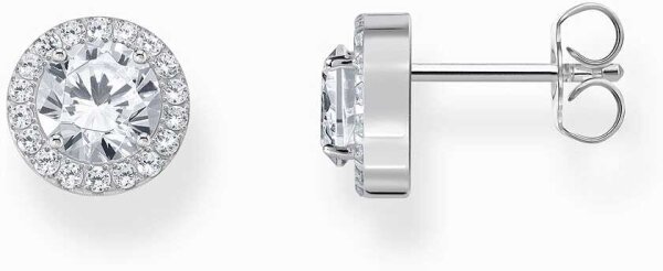 Halo-stiftörhängen med vit sten i briljantslipning - Thomas Sabo Modell: H2304-051-14