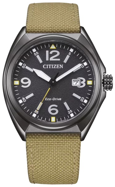 Citizen herrklocka modell: AW1575-08E med Eco-Drive-drivsystem, svart urtavla och textilarmband