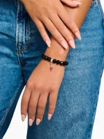 Thomas Sabo Bead-Armband Modell: X0292-023-11-L17 aus facettierten, ovalen Obsidian-Beads und ringförmiger Öse für Charms