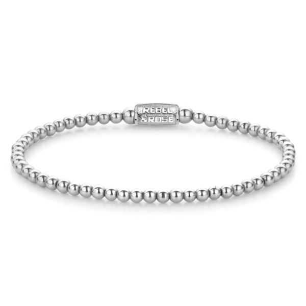 Silverarmband med ädelstenar och rostfritt stål spänne - Rebel & Rose Modell: RR-30002-S-S
