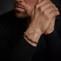 Armband av 6 mm Sodalit, gul Tigereye, blå Tigereye...